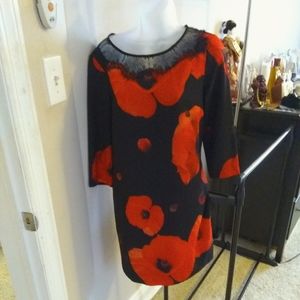 Black & orange flower dress